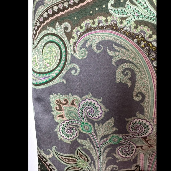 ETRO Italy Paisley Skirt Wool Silk Gray Green Purple designer Italian A-Line - Picture 13 of 13